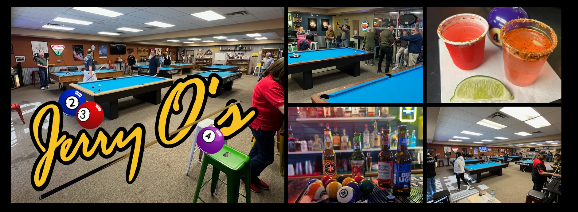 Jerry O's Rack Room pool hall exterior/interior