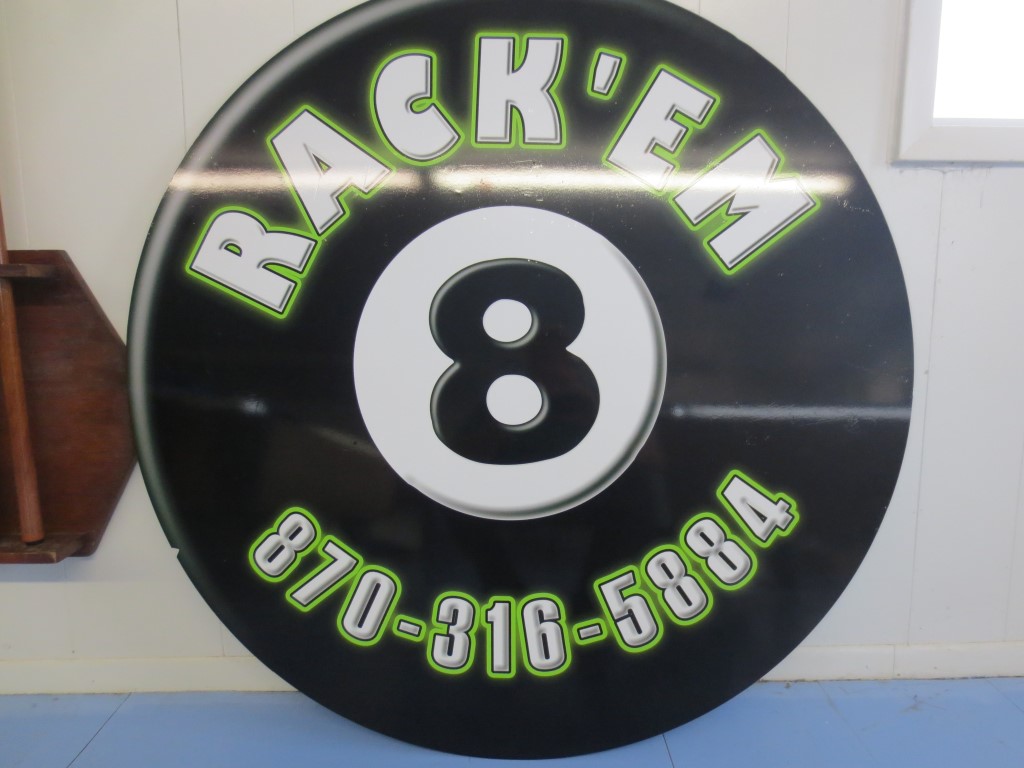 Rack'em Billiards pool hall exterior/interior