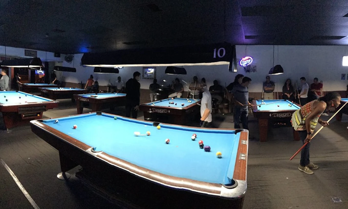 Crown City Billiards & Lounge pool hall exterior/interior