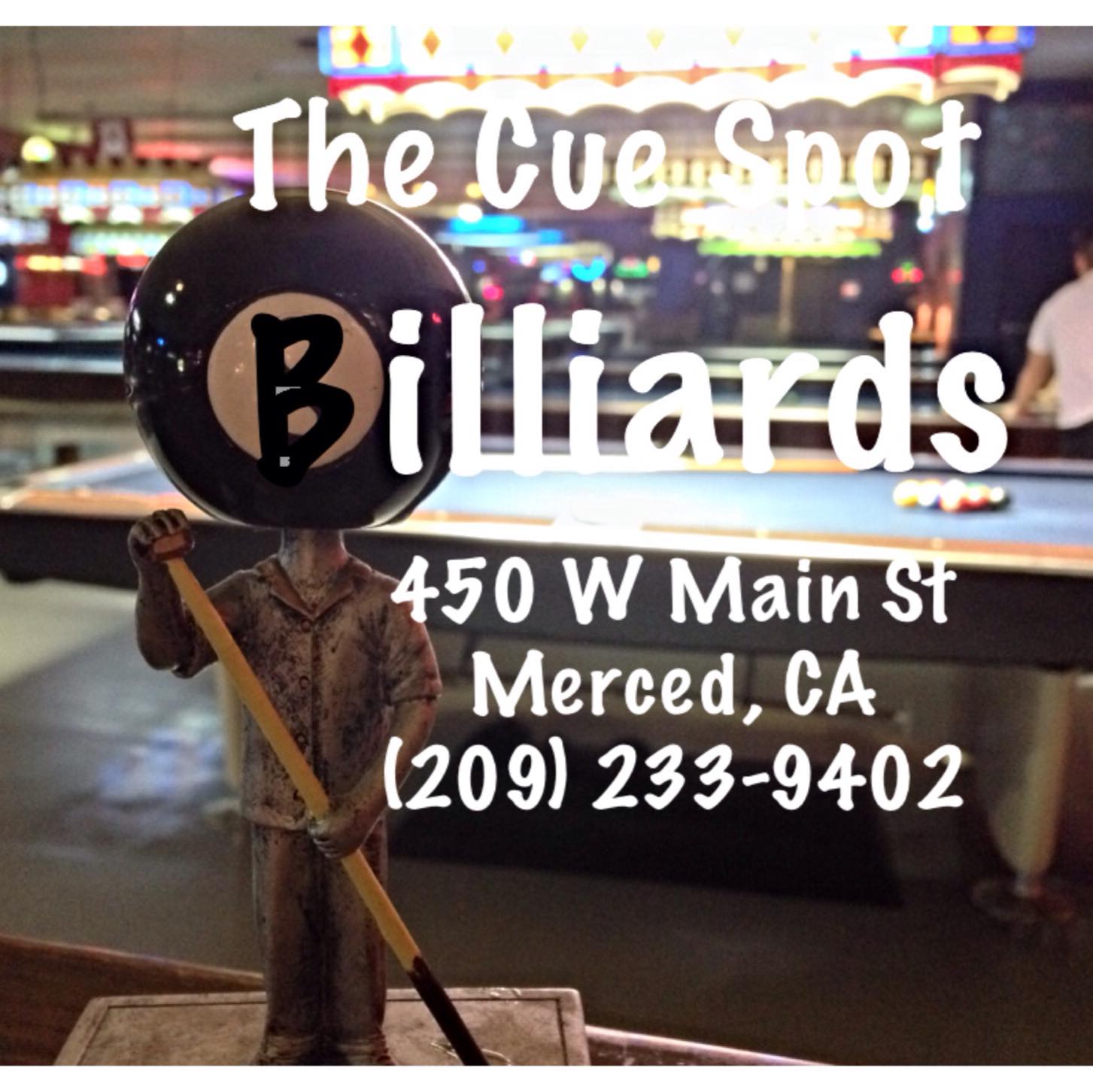 The Cue Spot Billiards pool hall exterior/interior