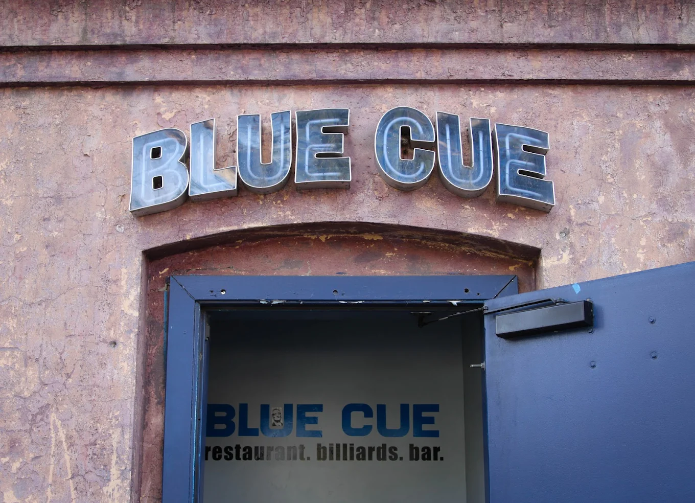 Blue Cue pool hall exterior/interior
