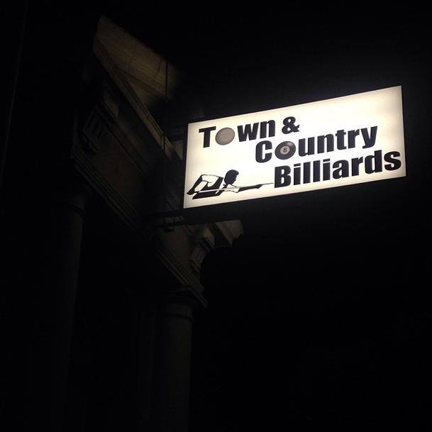 Town and Country Billiards pool hall exterior/interior