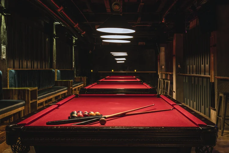 Rhythm Room pool hall exterior/interior