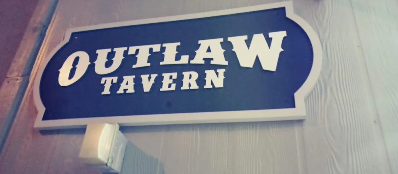 Outlaw Tavern pool hall exterior/interior