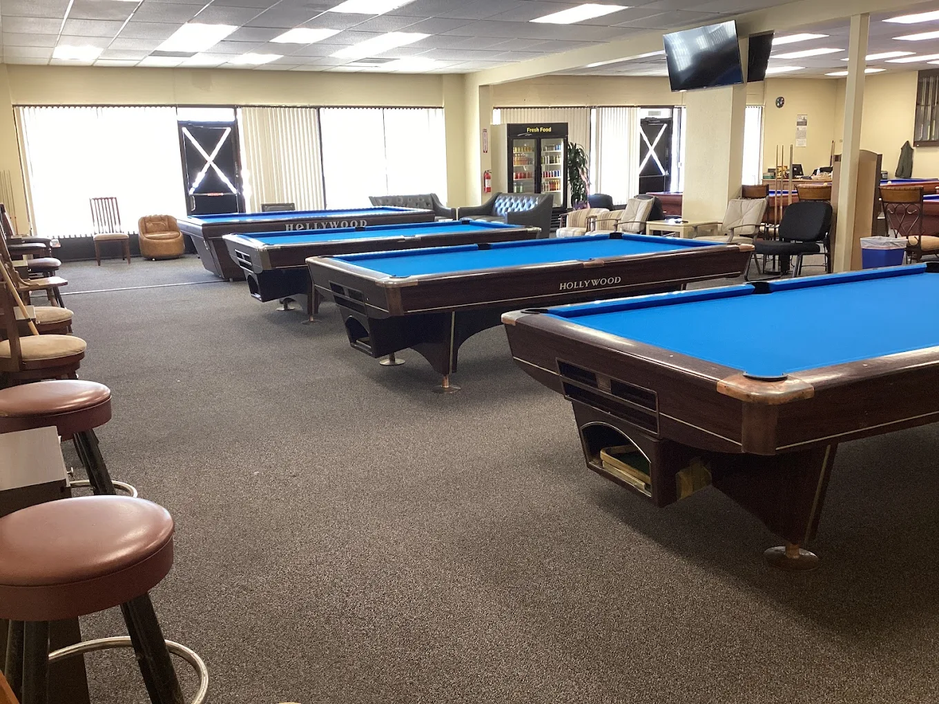 Billiard Cafe pool hall exterior/interior