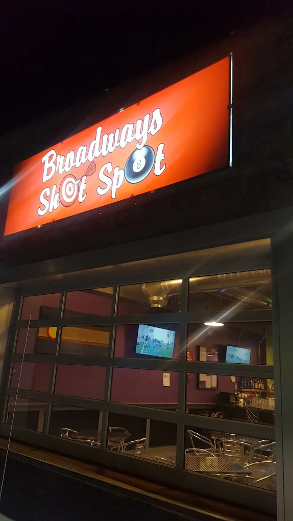 Broadways Shot Spot pool hall exterior/interior