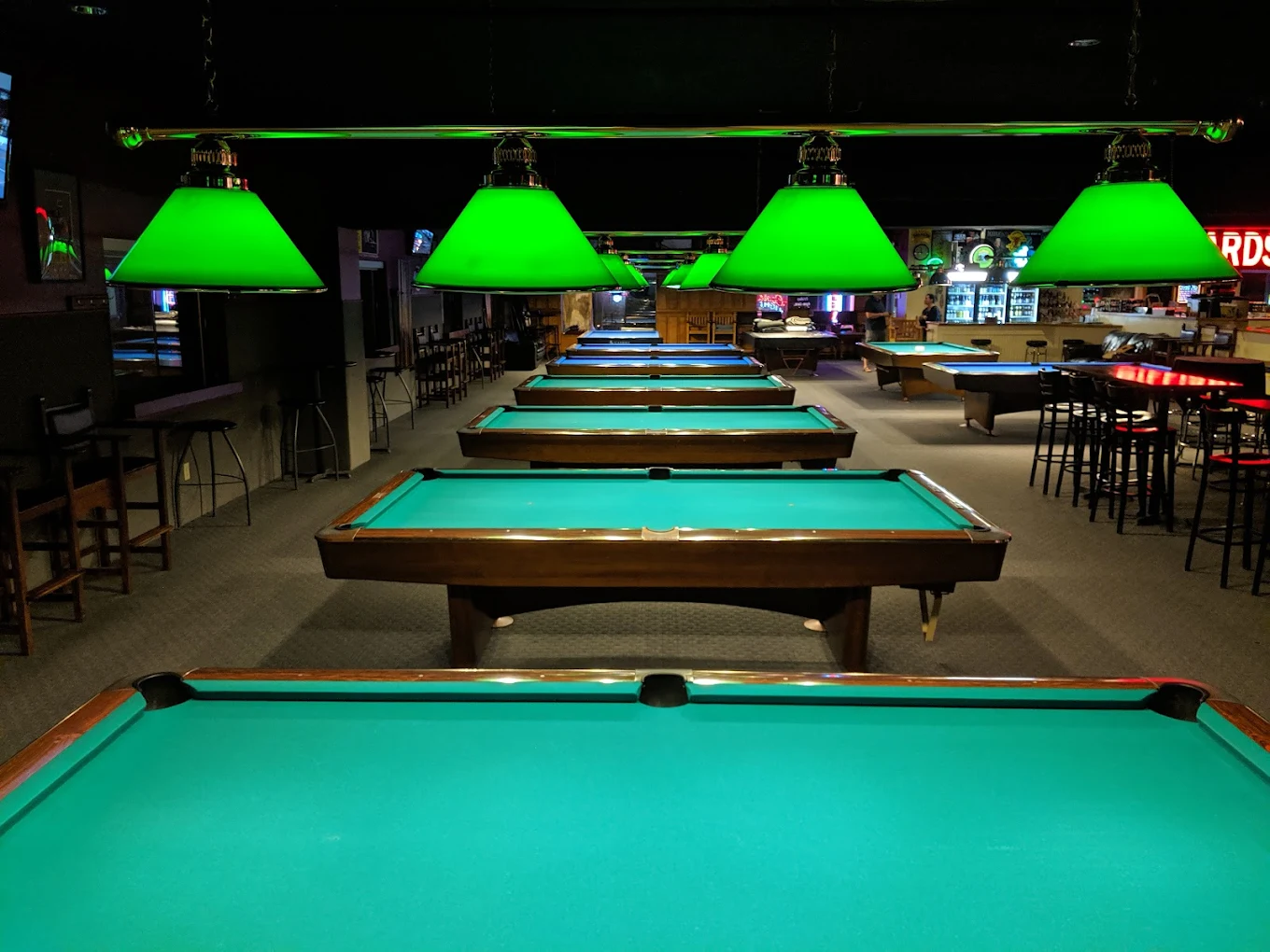 Fast Eddie's Billiards Cafe pool hall exterior/interior