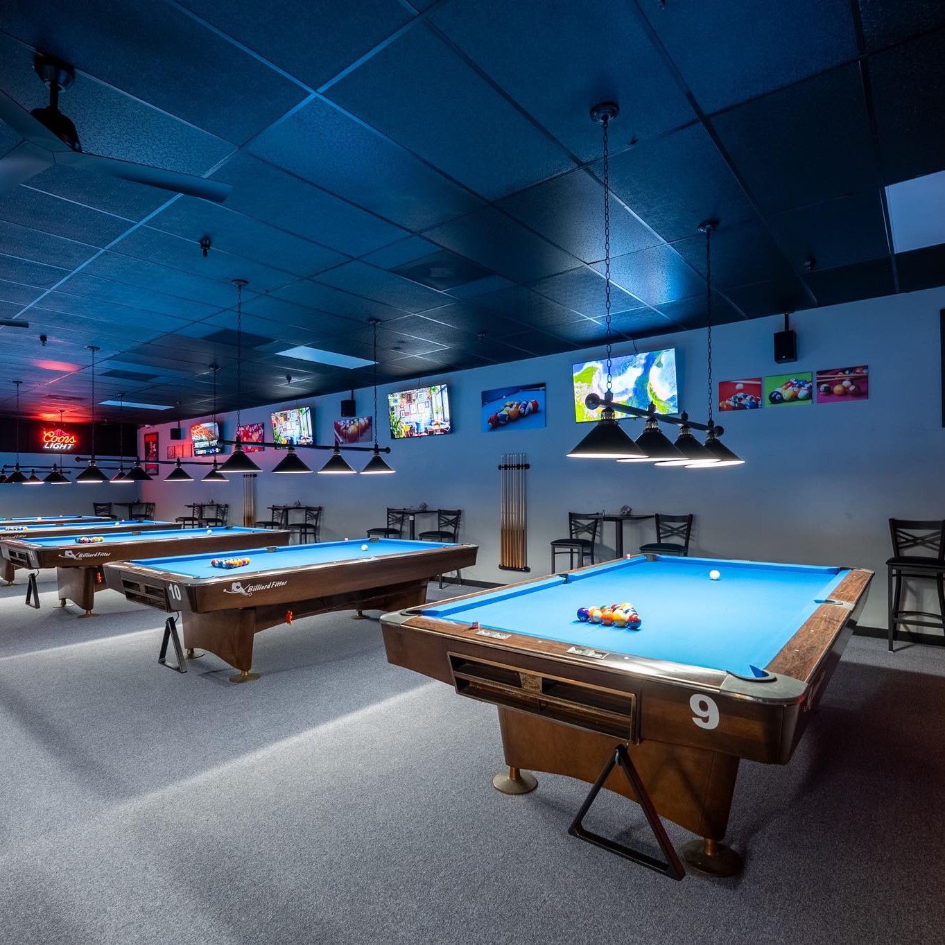 Brown's Billiards pool hall exterior/interior