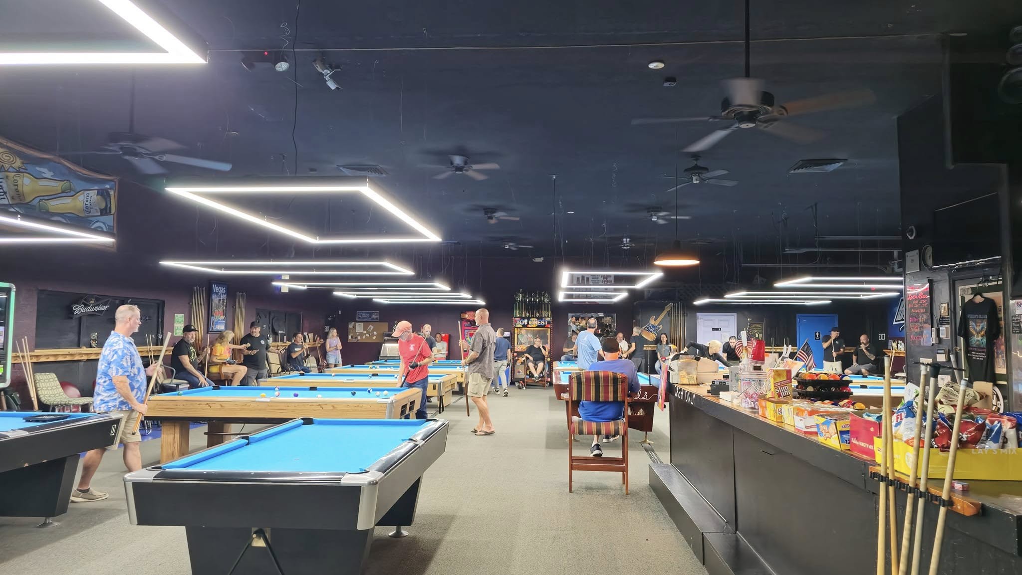 Veterans Billiards pool hall exterior/interior