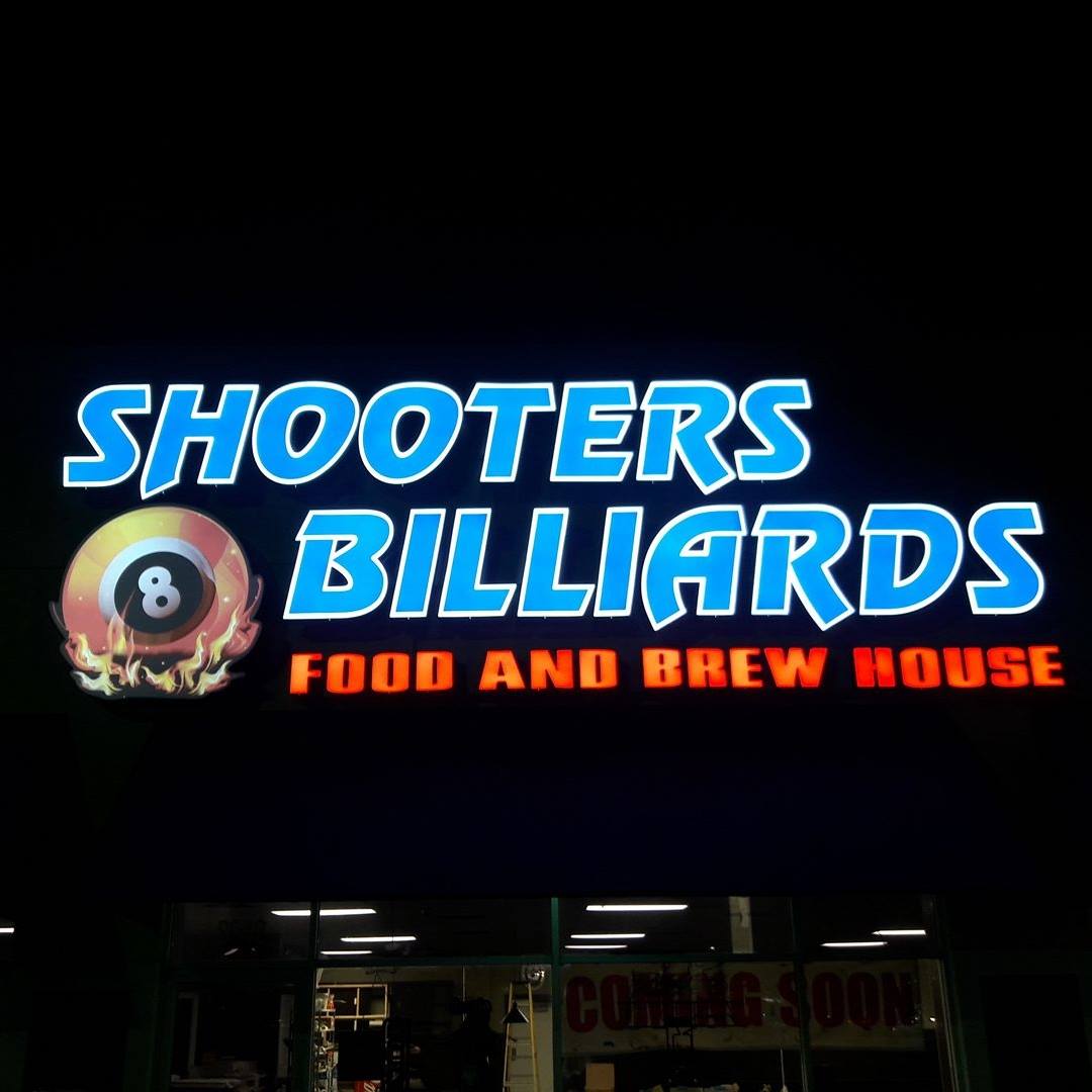 Shooters Billiards pool hall exterior/interior
