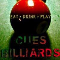 Cue's Billiards pool hall exterior/interior