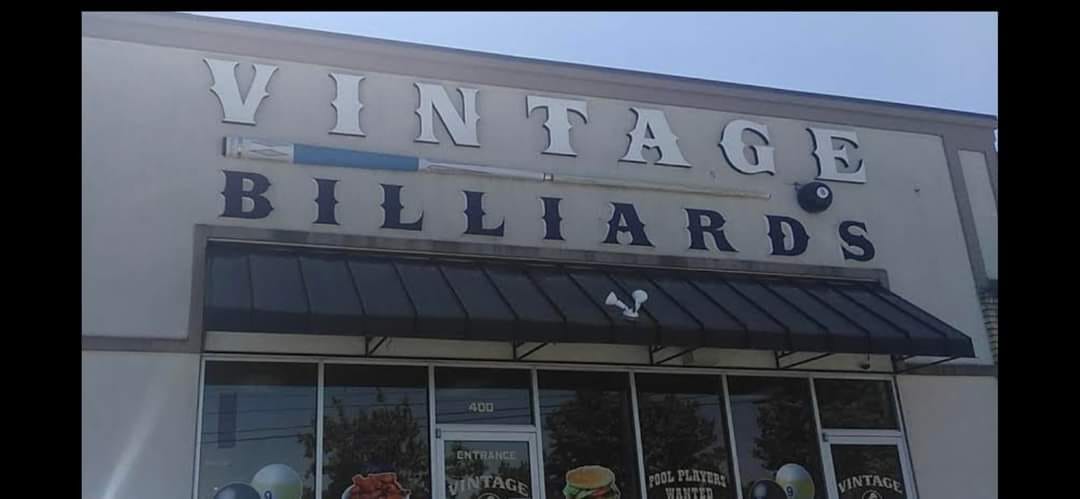 Vintage Billiards pool hall exterior/interior