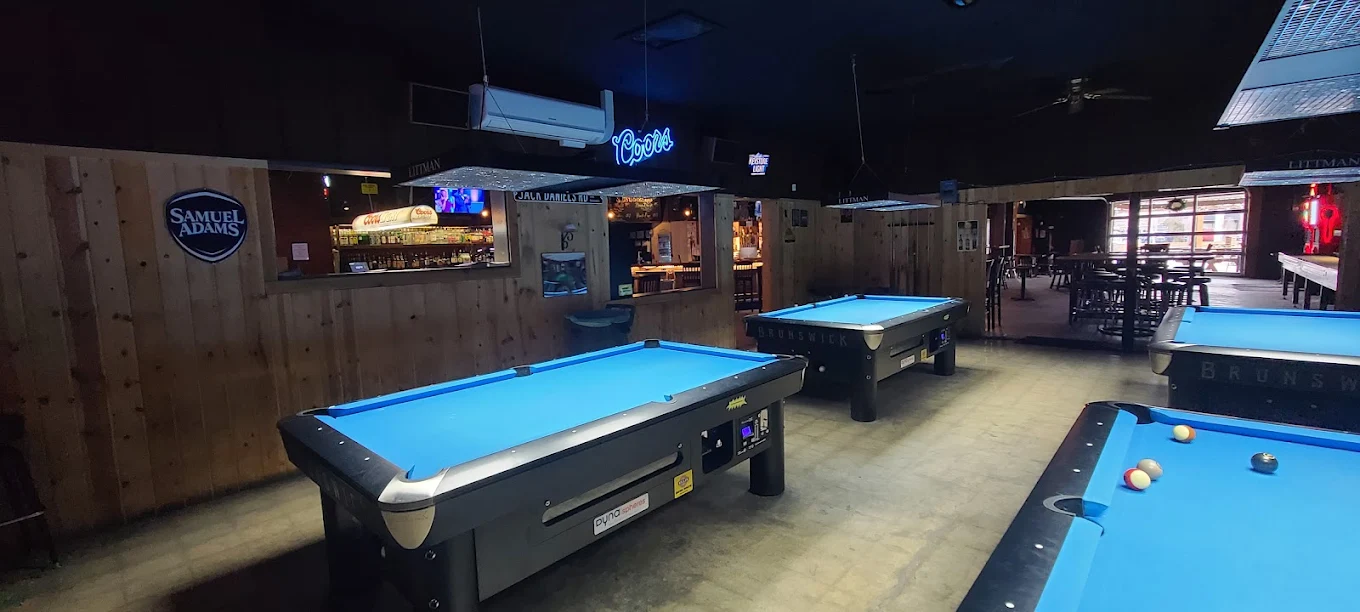 Frontier Club pool hall exterior/interior