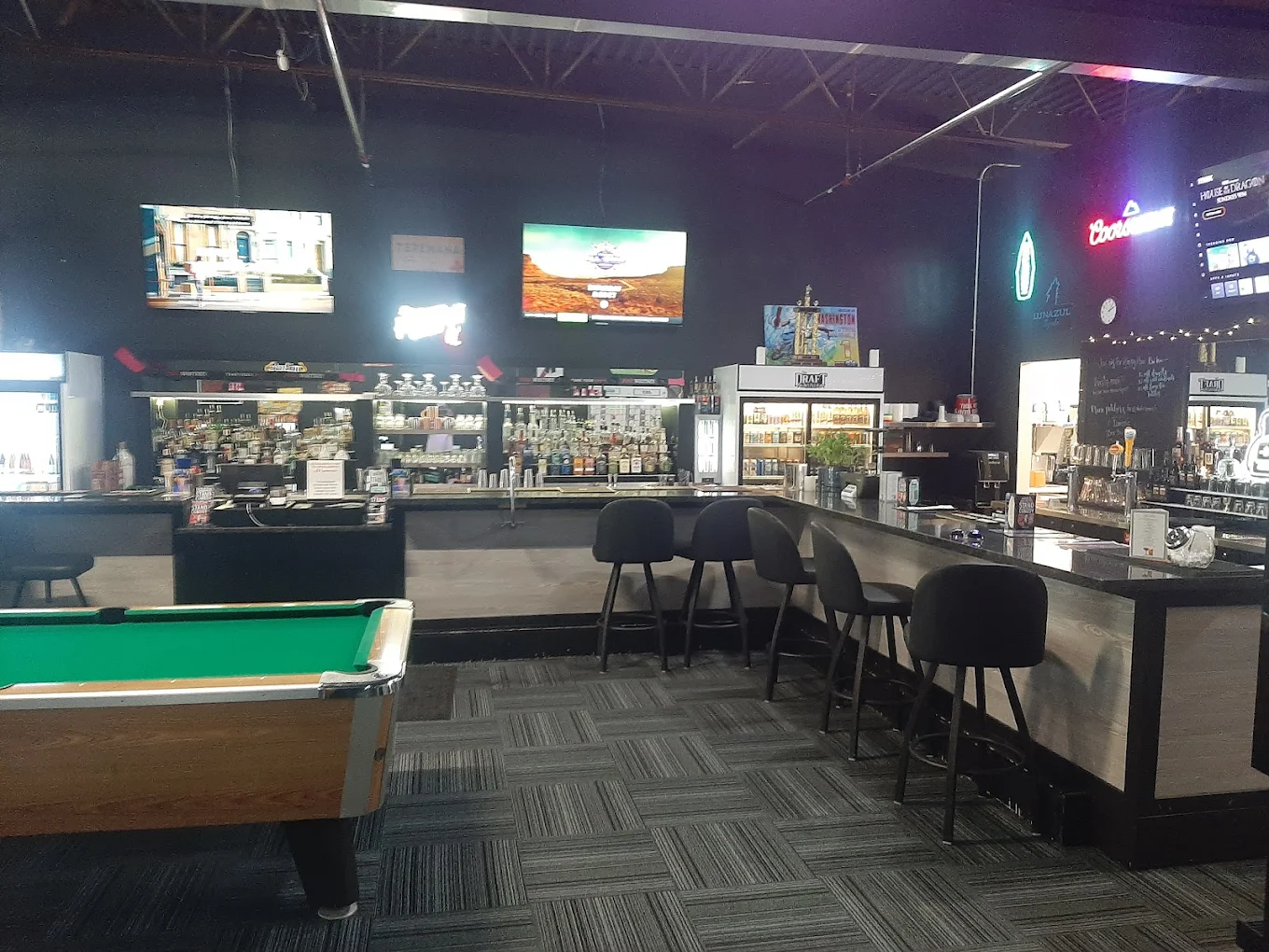 The Draft Zone pool hall exterior/interior