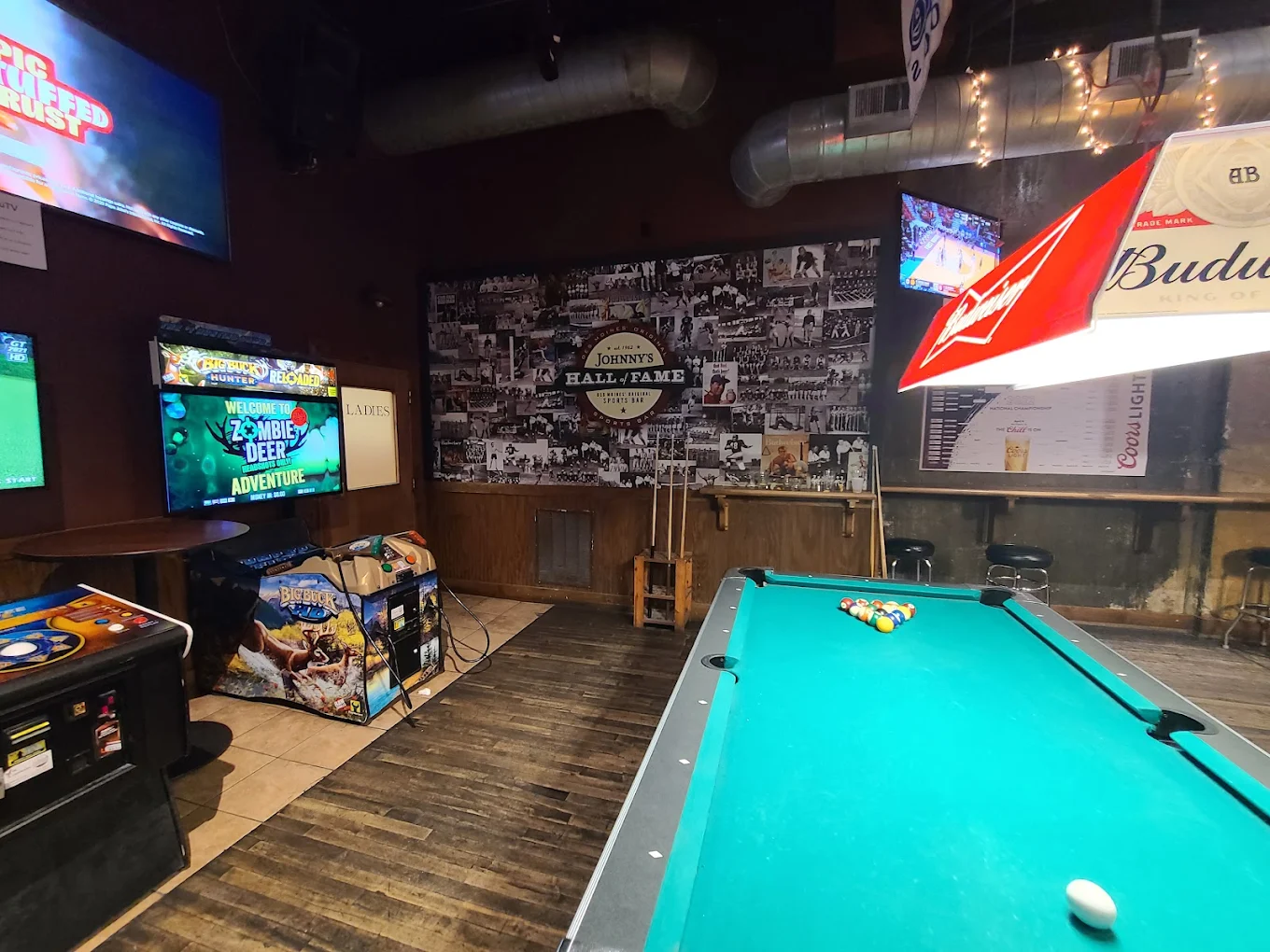 Johnny's Hall of Fame pool hall exterior/interior