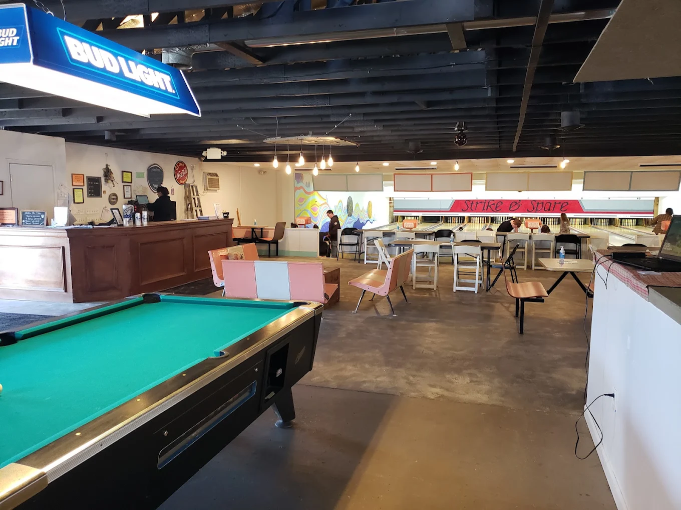 Archie's Strike & Spare pool hall exterior/interior