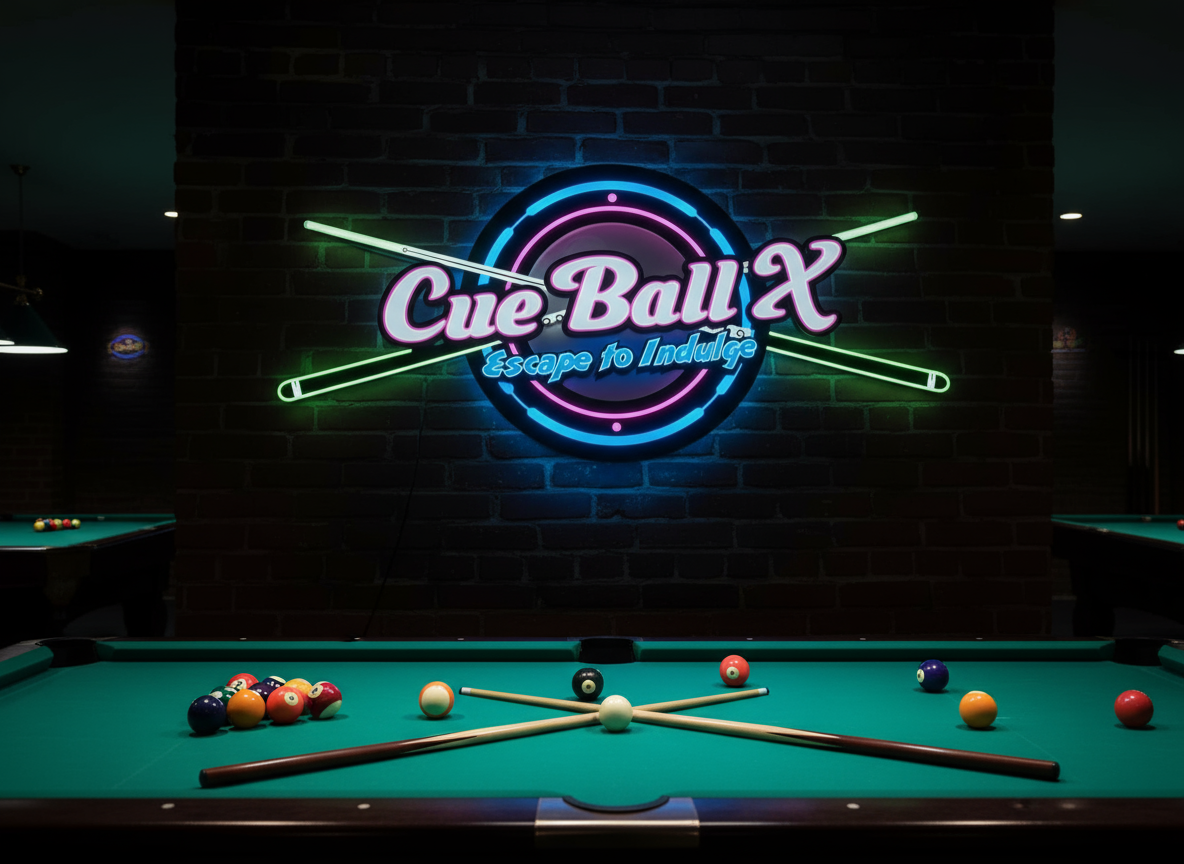 Cue Ball X pool hall exterior/interior