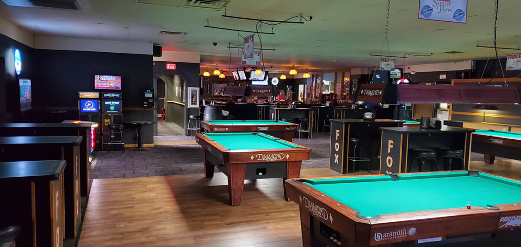 Trade Center Bowl pool hall exterior/interior