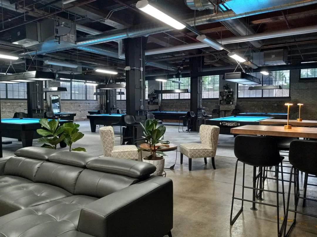 Slate Billiard Club pool hall exterior/interior