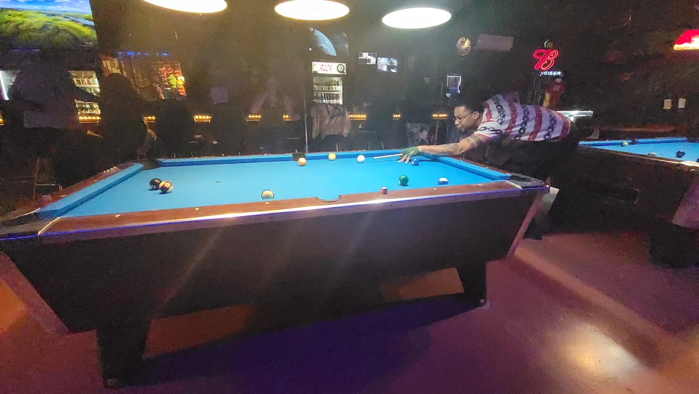 The Rack and Cue pool hall exterior/interior
