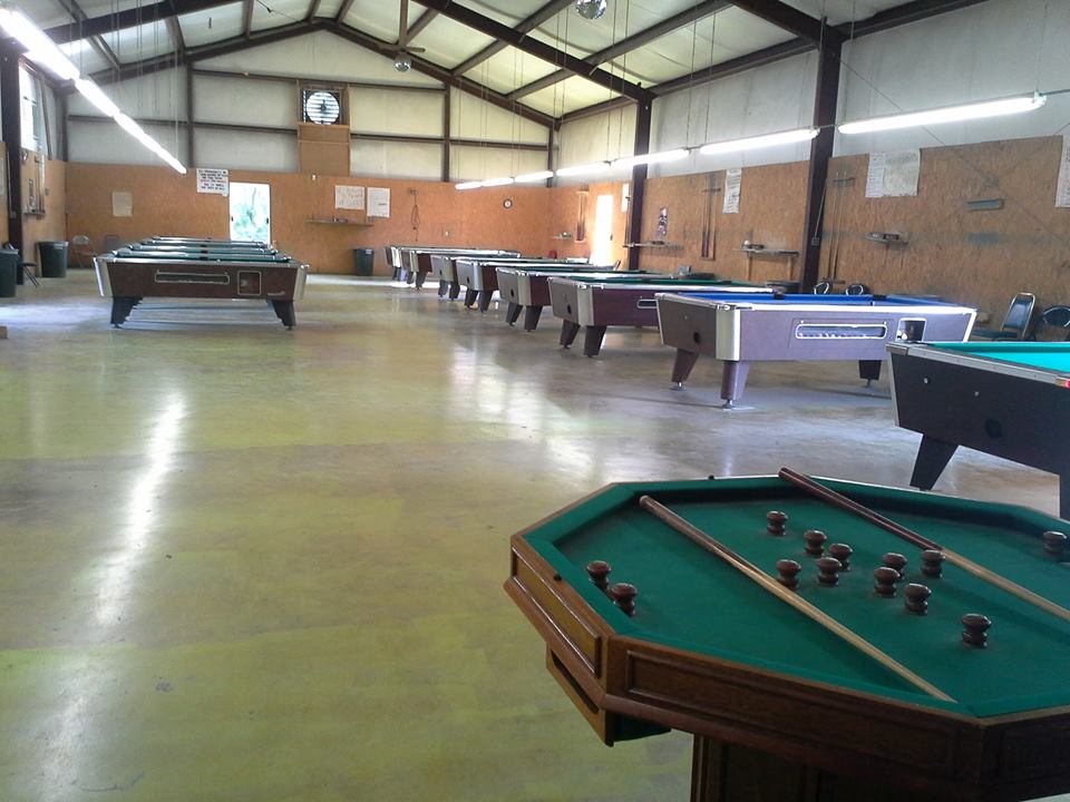 The Eagle's Nest pool hall exterior/interior