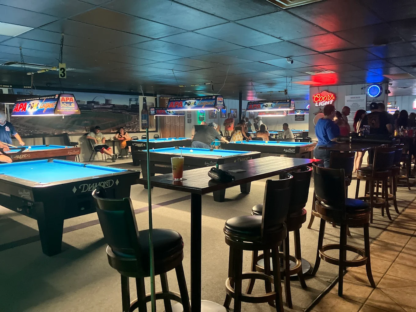 JR's Bar & Billiards pool hall exterior/interior