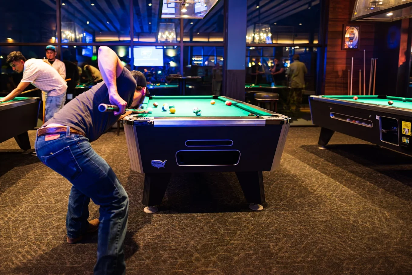 Ponderosa Social pool hall exterior/interior