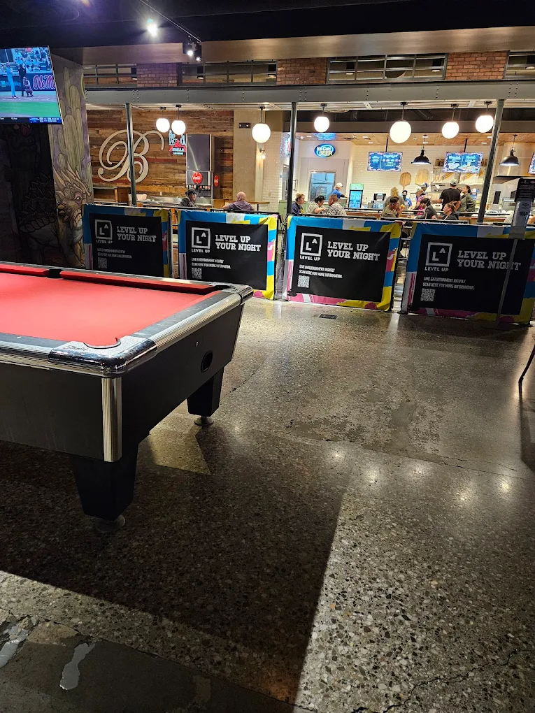 Level Up pool hall exterior/interior
