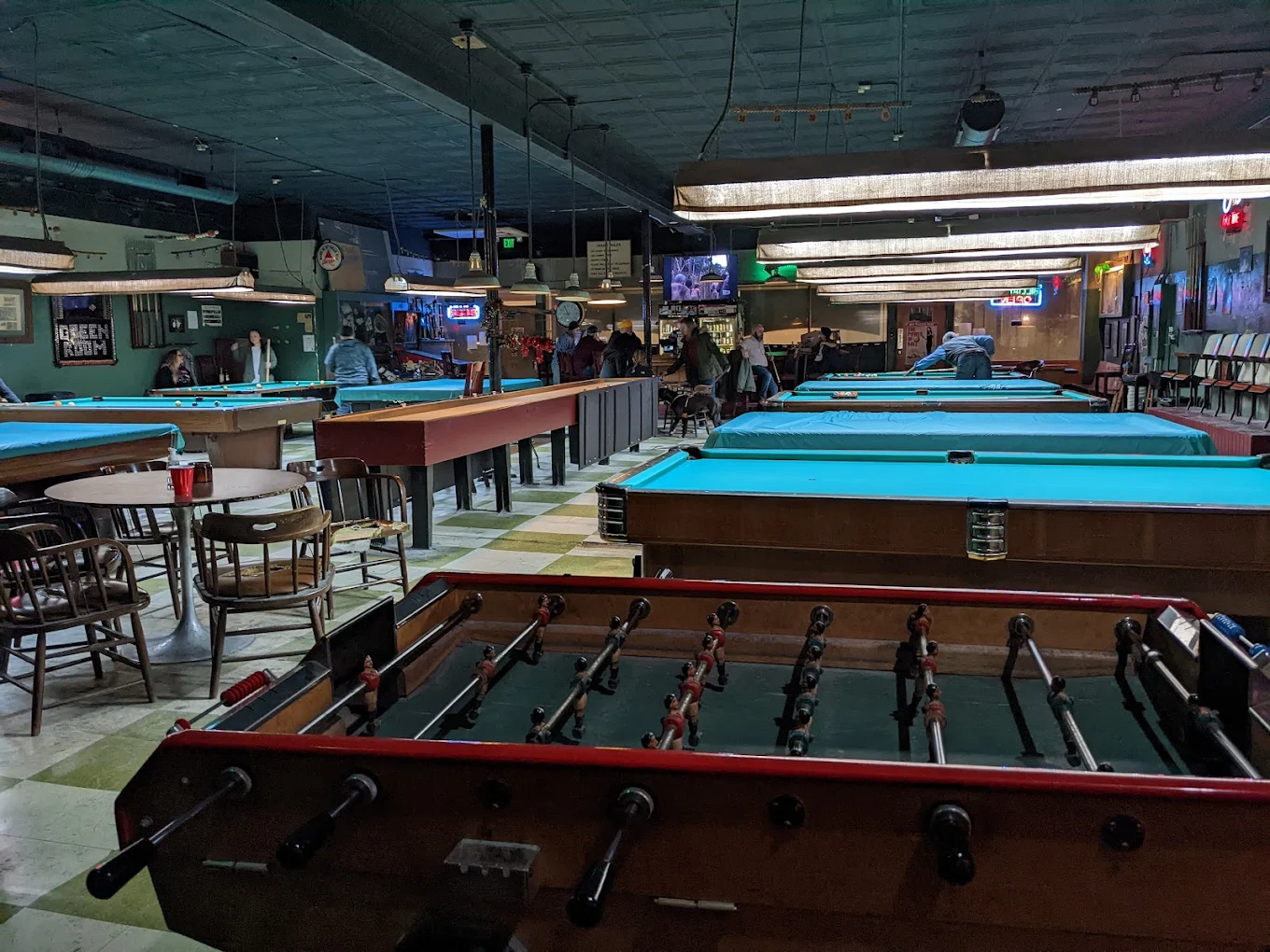 Green Room pool hall exterior/interior