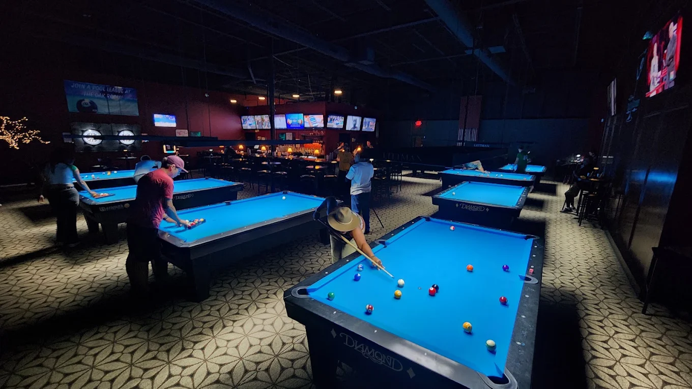 The Oak Room pool hall exterior/interior