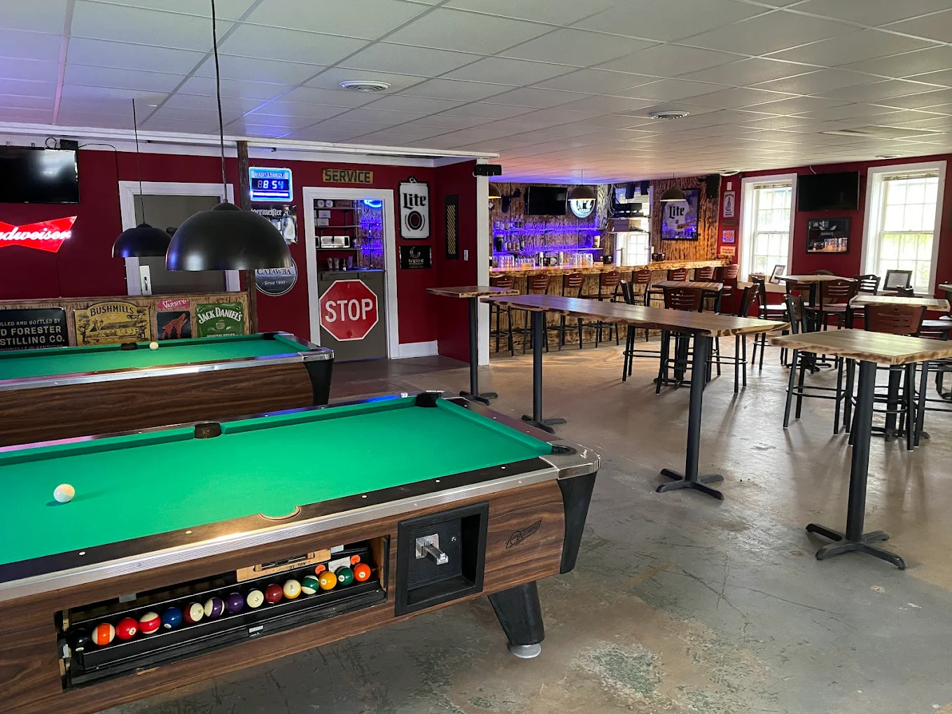Two Buck Saloon pool hall exterior/interior
