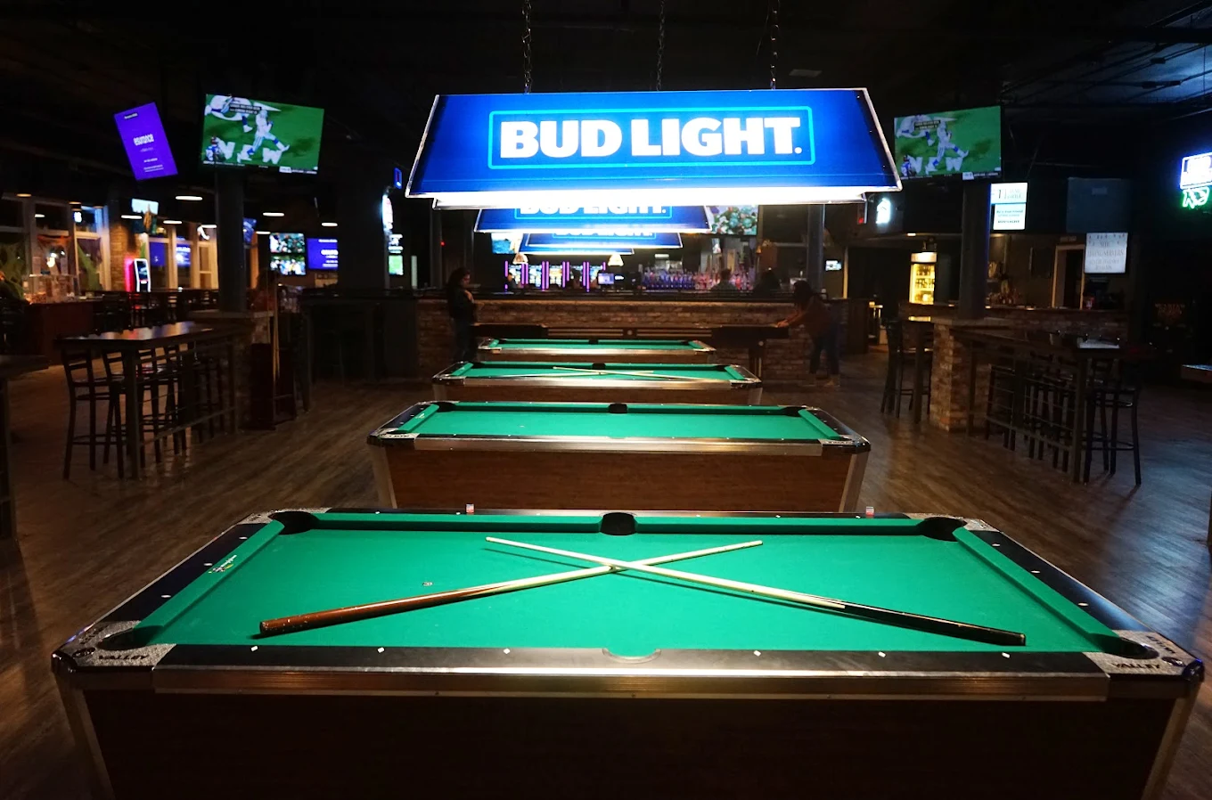 The Loft pool hall exterior/interior