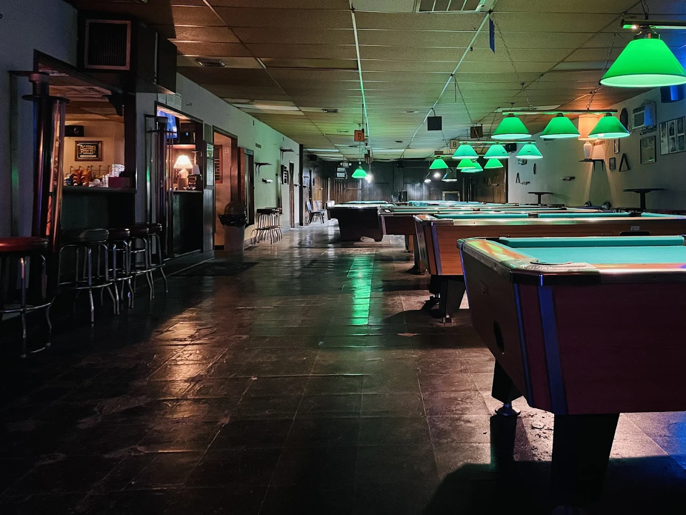Belmont Billiards pool hall exterior/interior