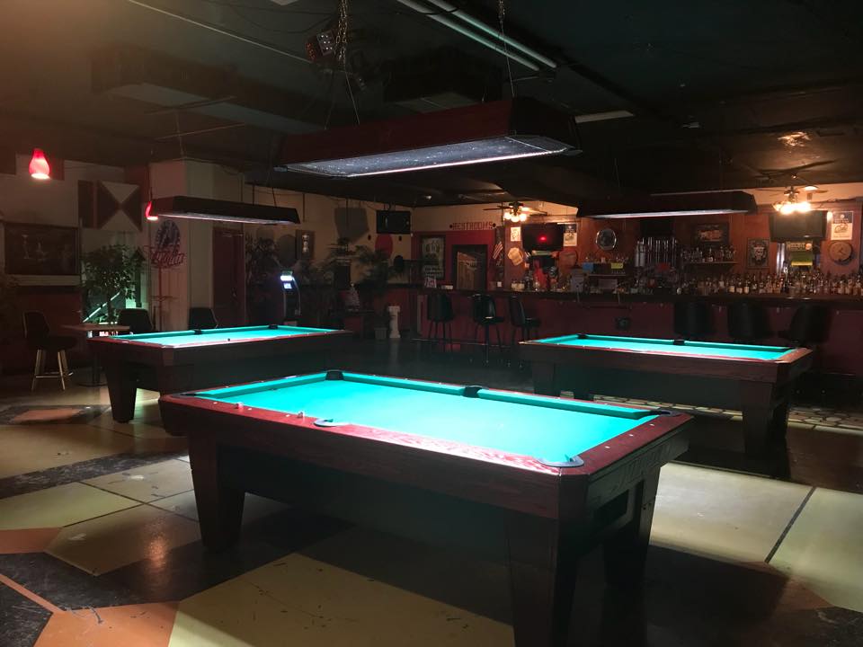 Chandler's Bourbon and Billiards pool hall exterior/interior