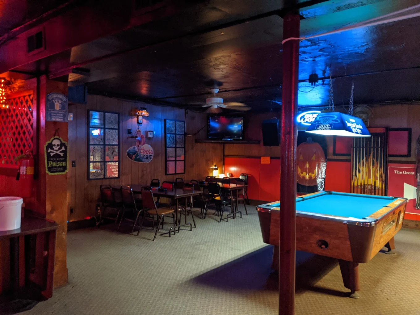 The Club House pool hall exterior/interior