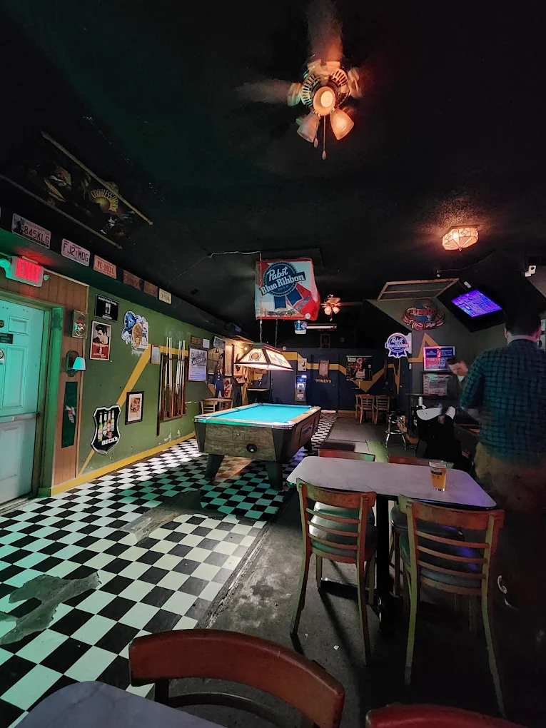 The Flea pool hall exterior/interior
