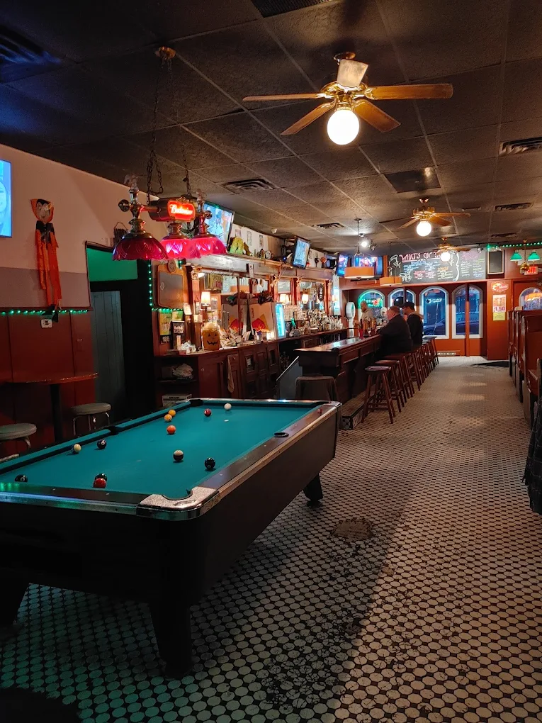 The Riverside Saloon pool hall exterior/interior