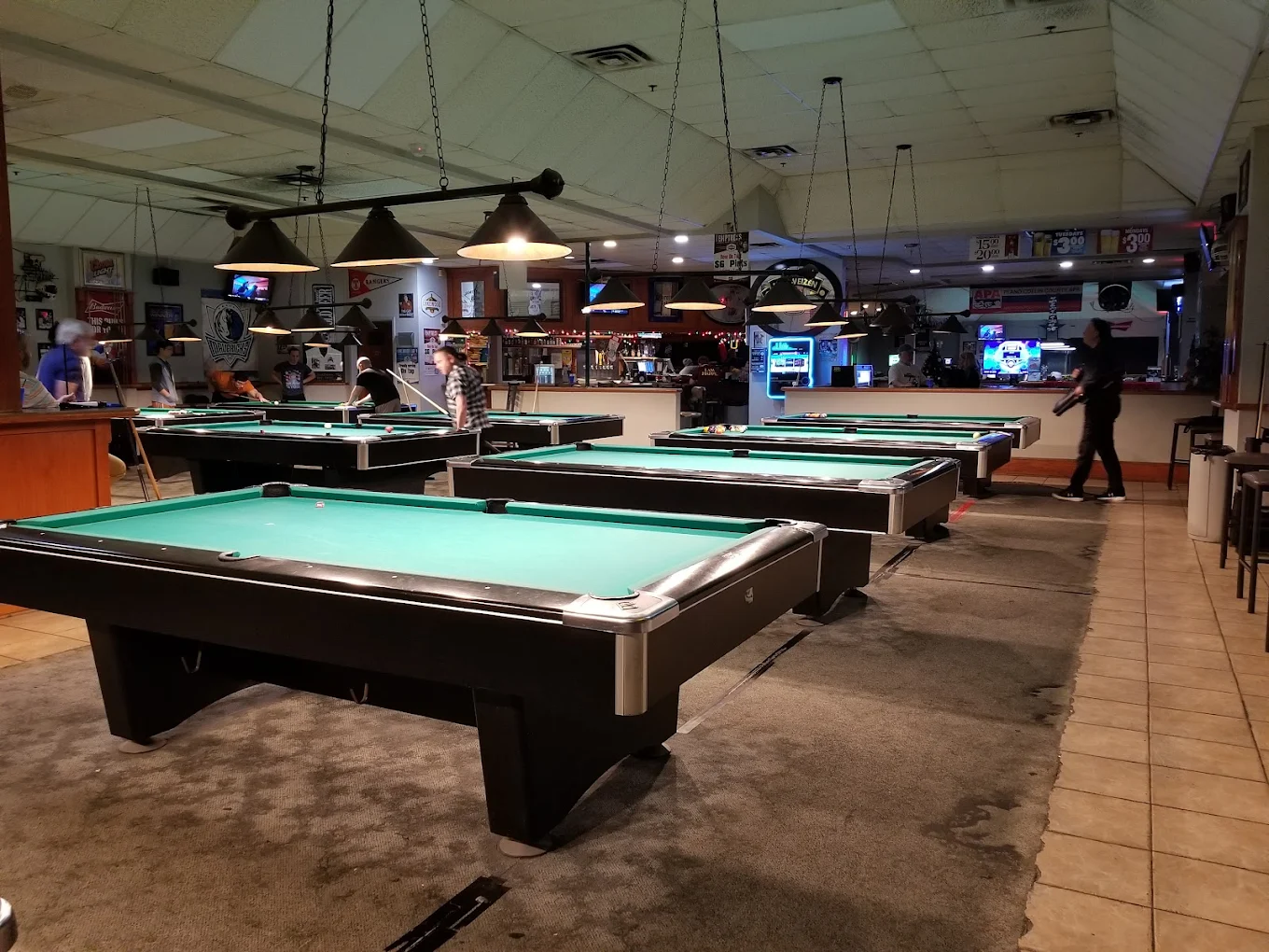 Rack Daddy's pool hall exterior/interior