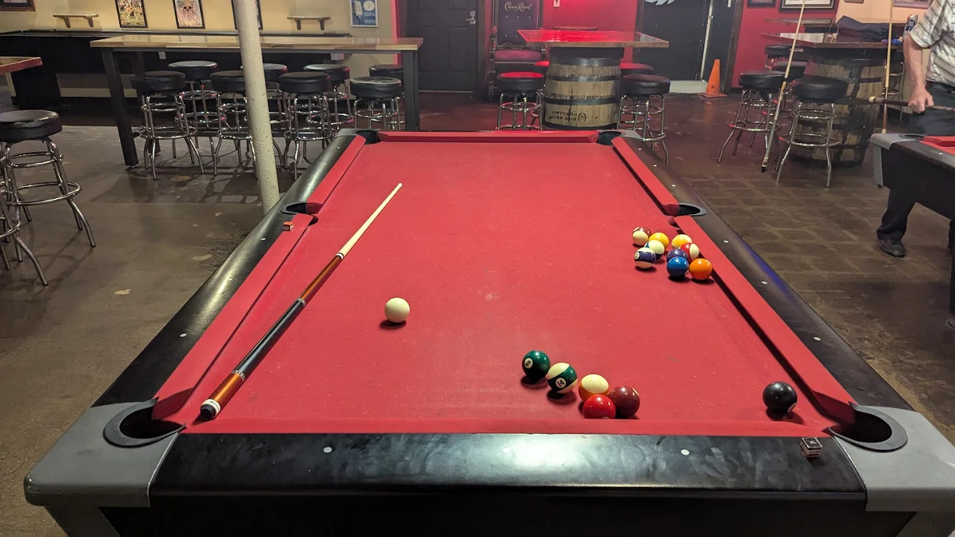 A Bar Named Sue pool hall exterior/interior