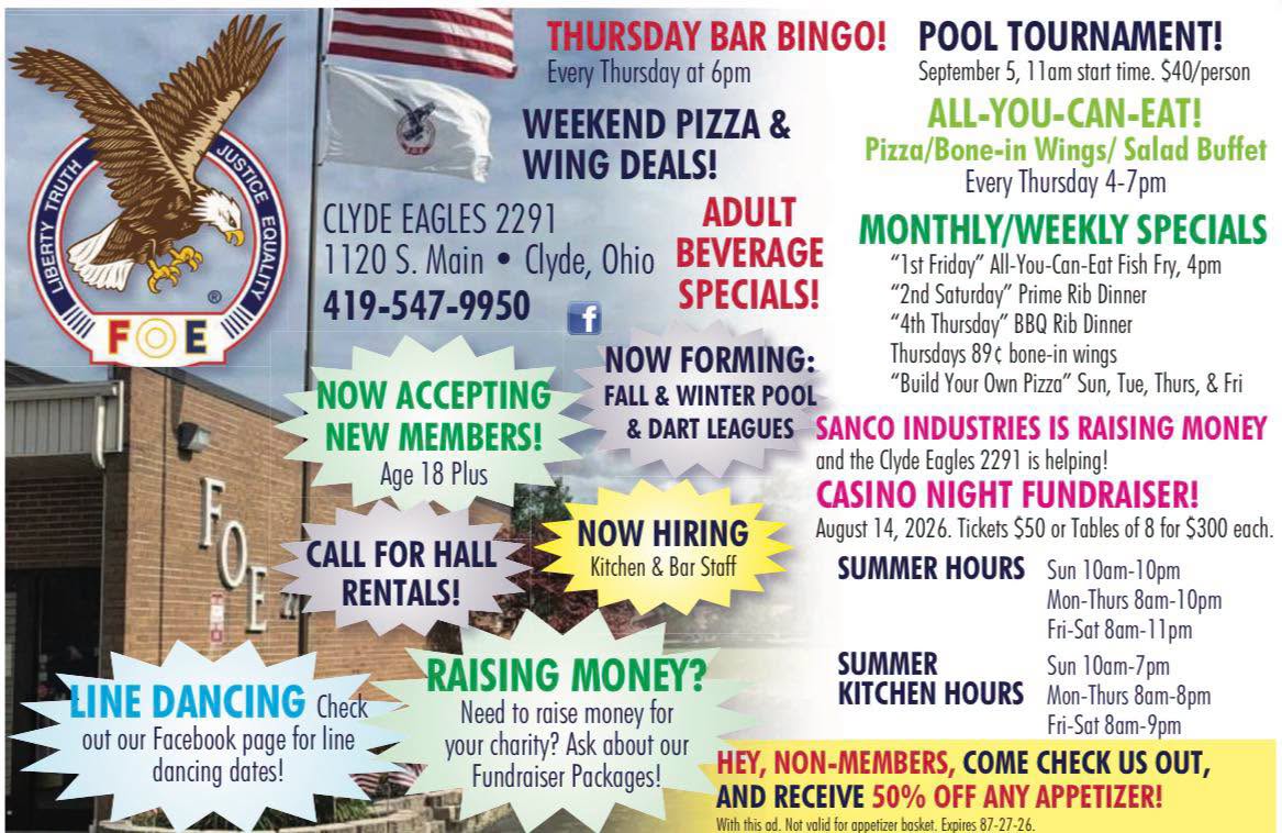 Clyde Eagles pool hall exterior/interior