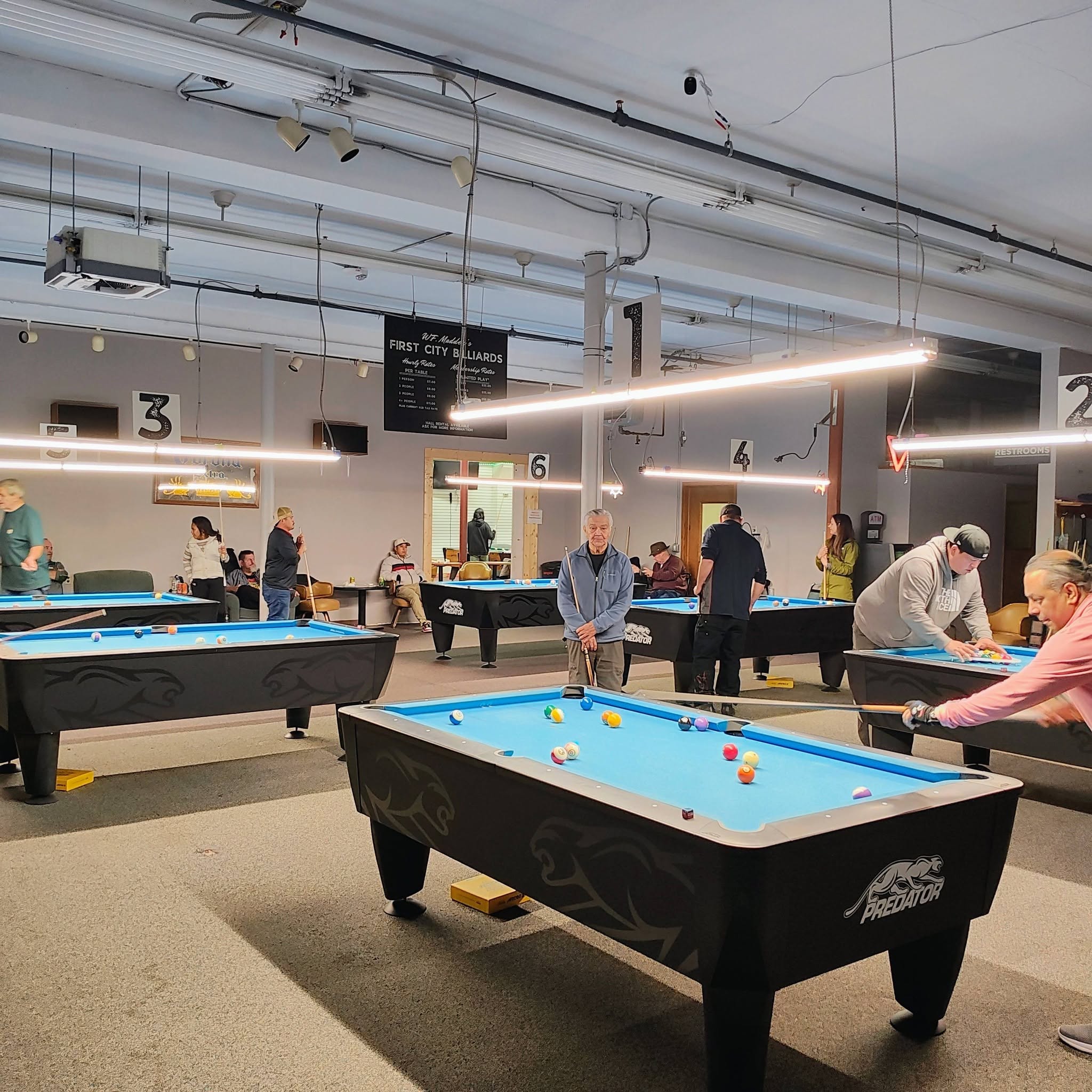 First City Billiards (WF Maddens) pool hall exterior/interior