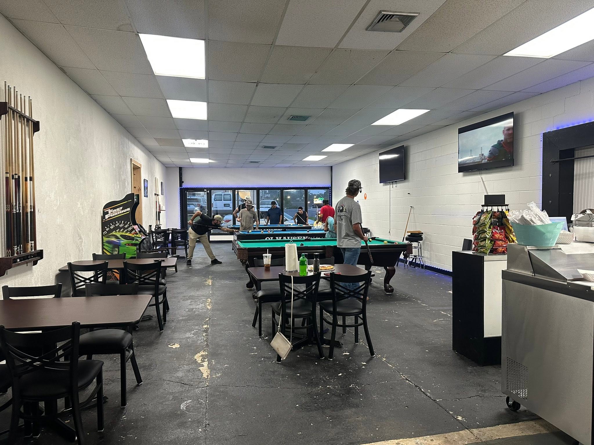 The Breakroom pool hall exterior/interior