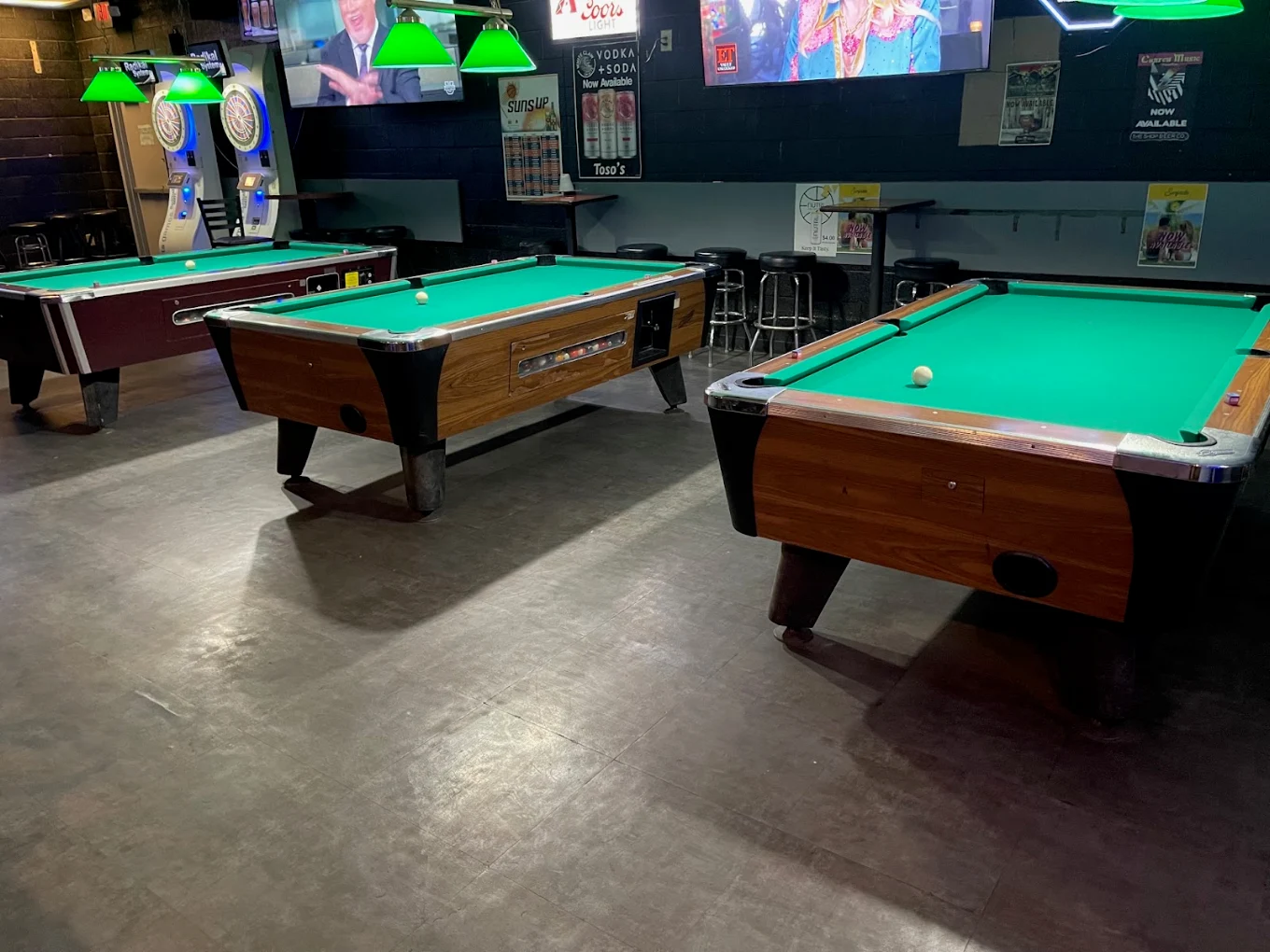Toso's Sports Bar pool hall exterior/interior