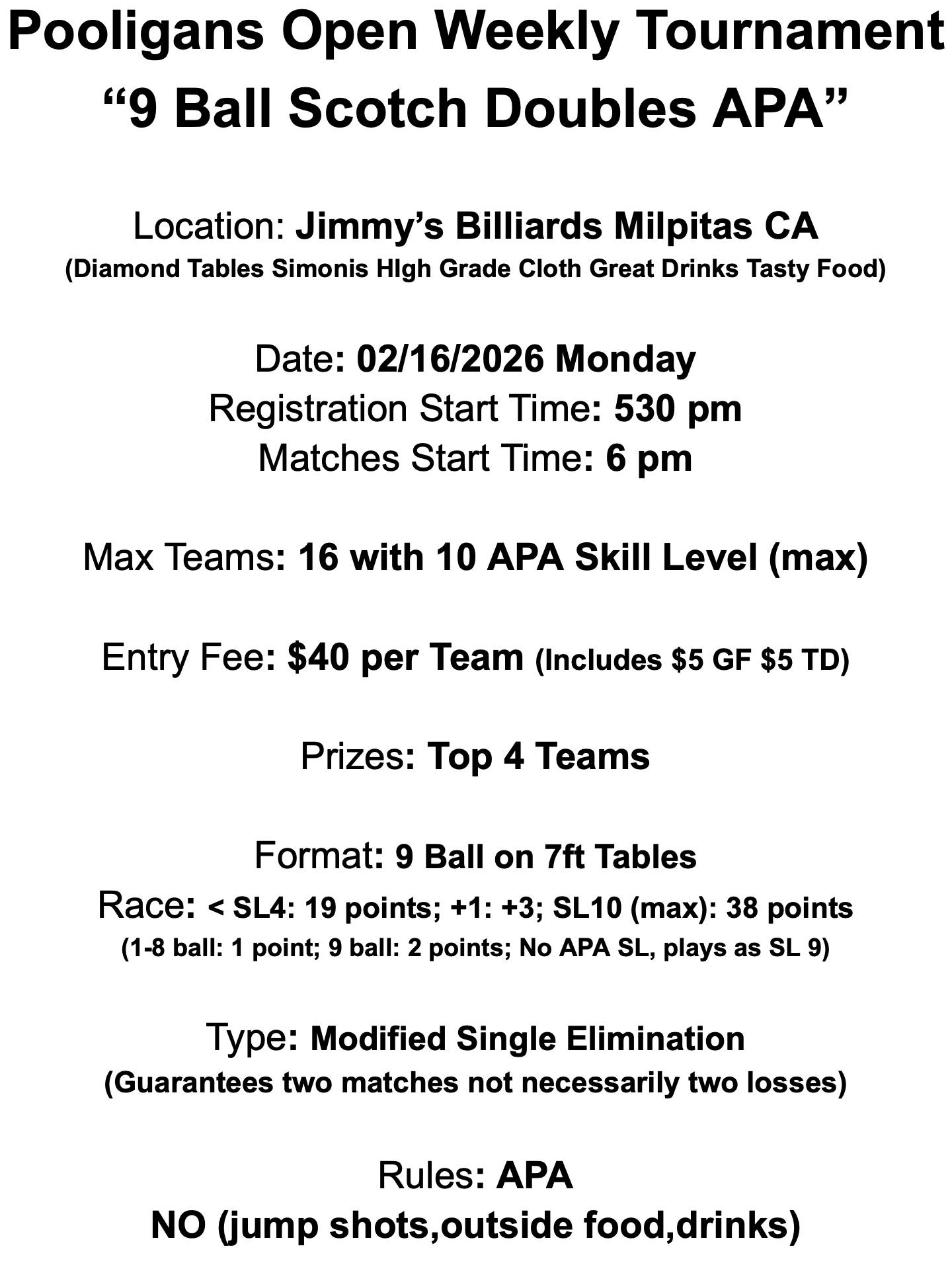 Tournament flyer / rules image