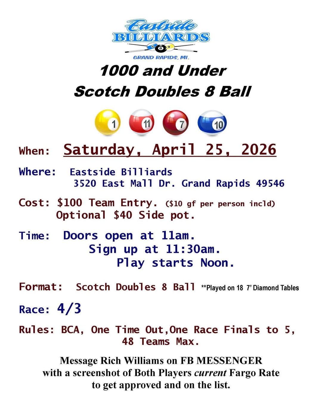 Tournament flyer / rules image