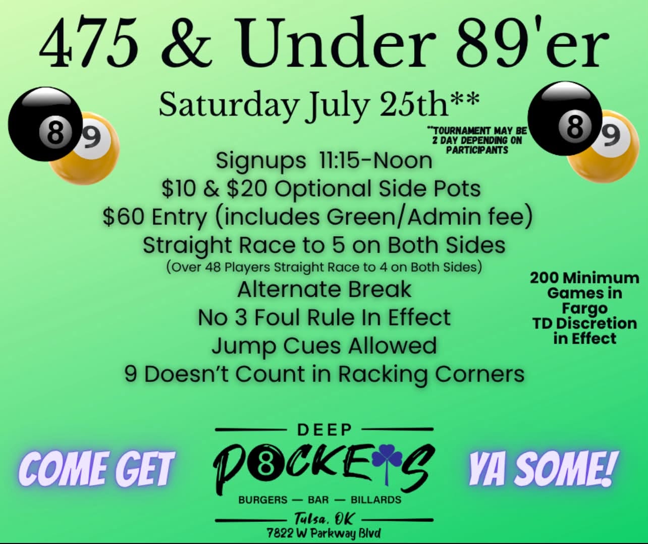 Tournament flyer / rules image