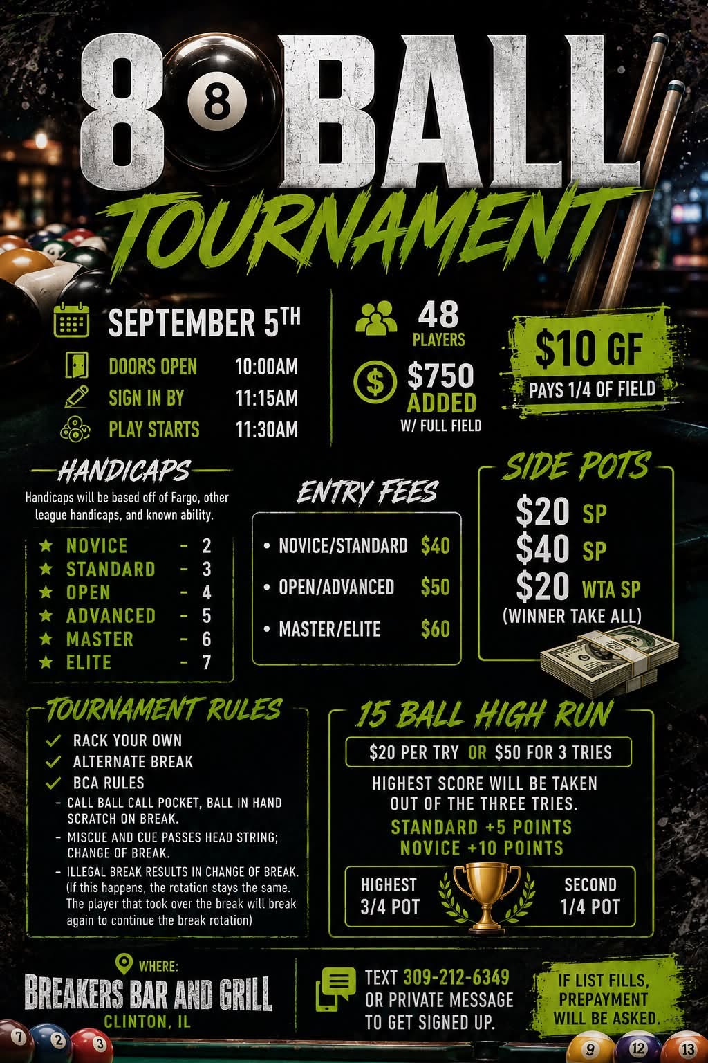 Tournament flyer / rules image